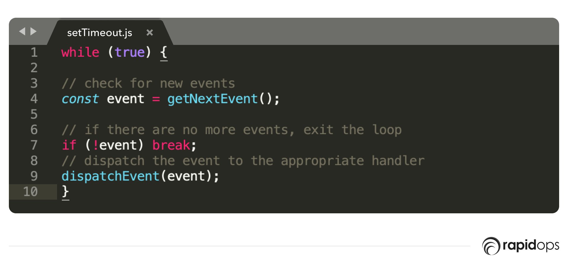 Example of an event loop in JavaScript